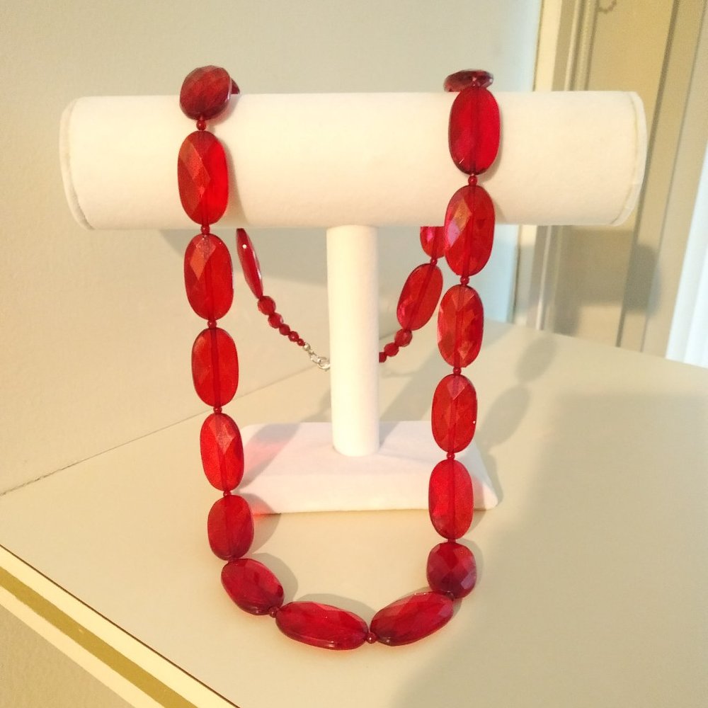 Red Acrylic Bead Necklace